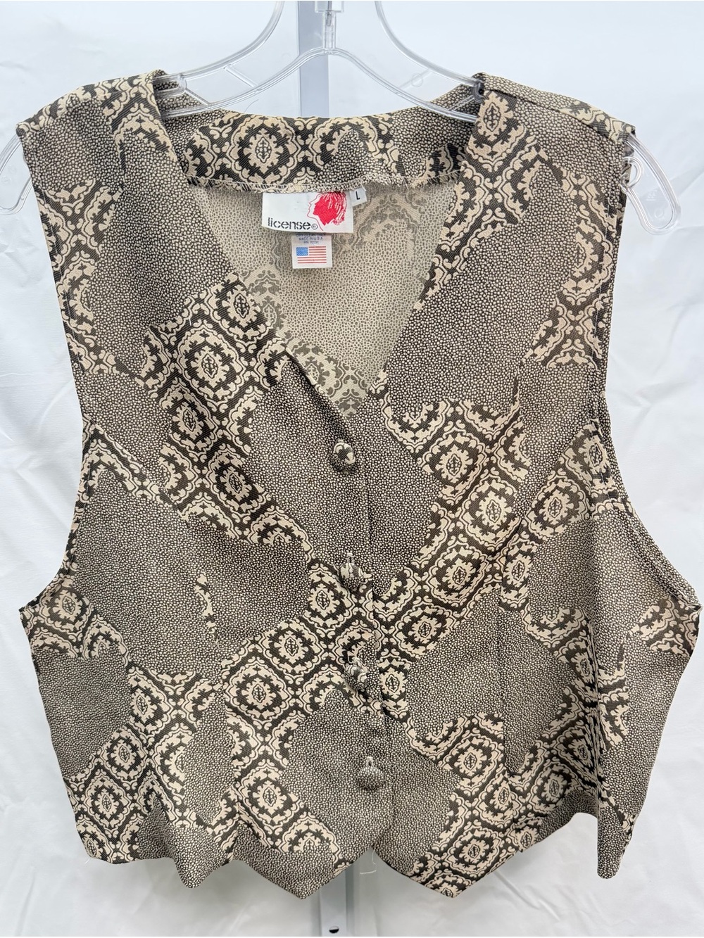 Vintage License USA Damask Vest | Size L | Dark Academia 90s